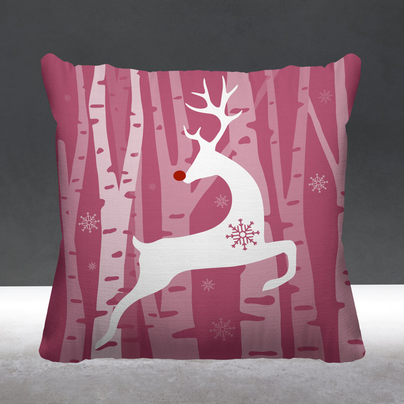 Outdoor Reversible Throw Pillow, Pink, 17H" x 17W", Square