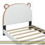 Lit plateforme simple tapissier avec tête et pied de lit en forme d'ours, blanc et brun-720205851