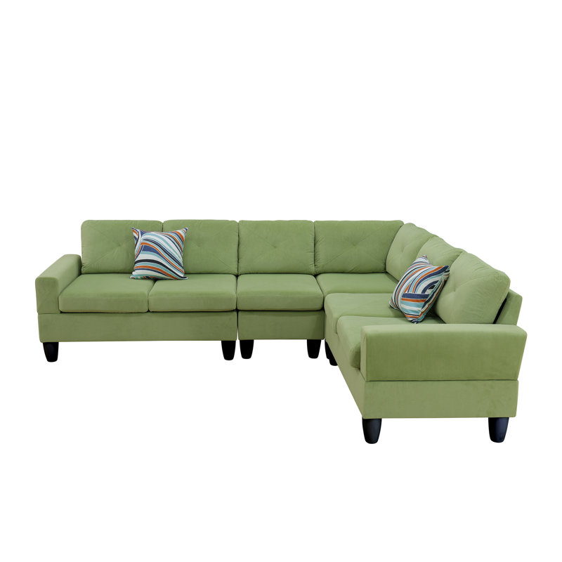 Canapé modulaire 4 pièces Antania, Microfibre / microsuade verte