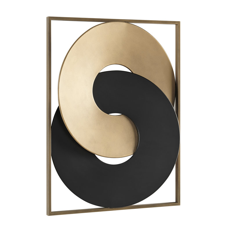 Gold and Black Intersecting Rings Mid-Century Modern Wall Art