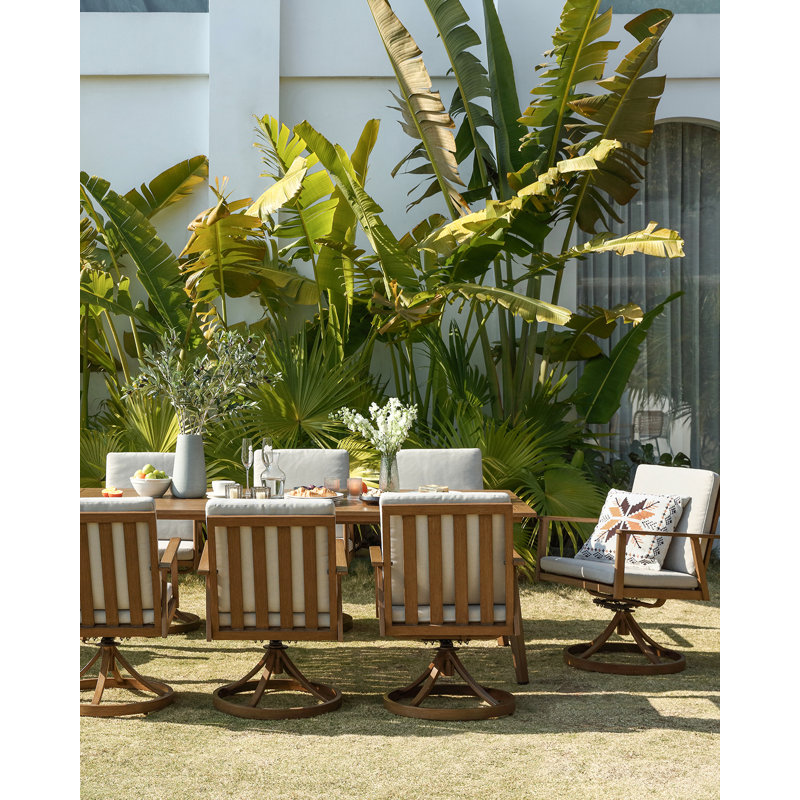 Seehill  Aluminum Outdoor Dining Set, Swivel Rotating Chairs & Table With Umbrella Hole, All-Weather Rust-Resistant Patio Furniture For Backyard, Poolside, Rooftop, Commercial Use