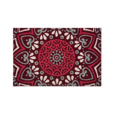 Mandala Red Non-Slip Outdoor Doormat