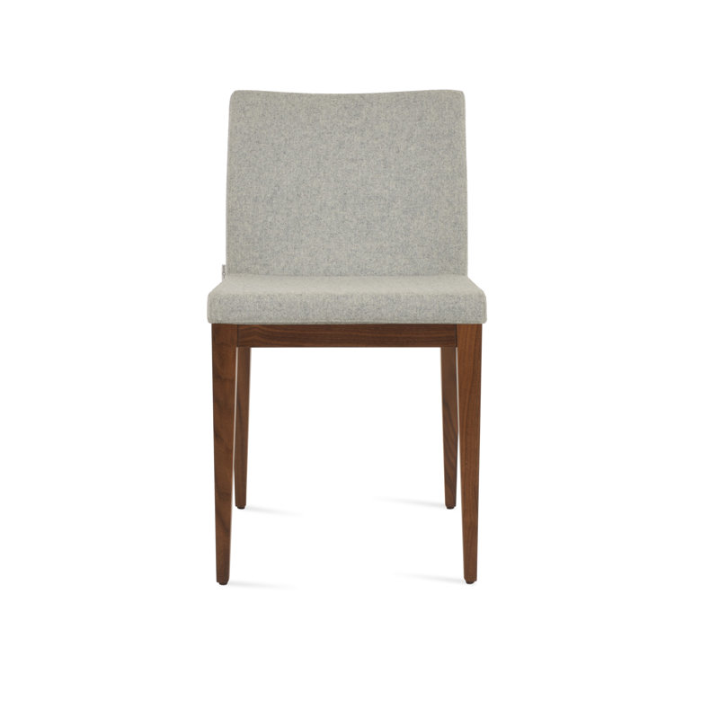 ARIA en cuir rembourré chaise, Laine argentée, Noyer américain