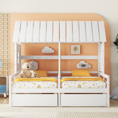 Twin Size Double House Platform Beds