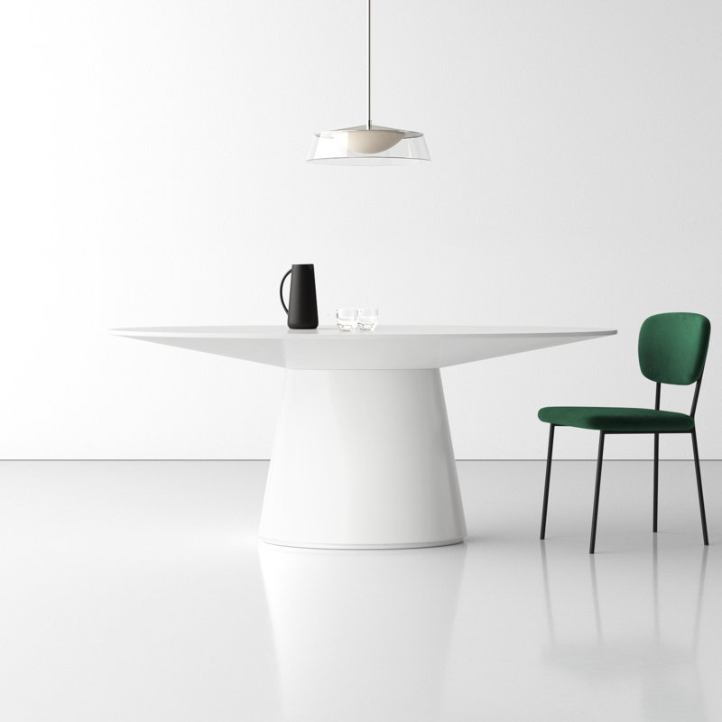 Royale Round Pedestal Dining Table, White, 29.5" H x 43" W x 71" L