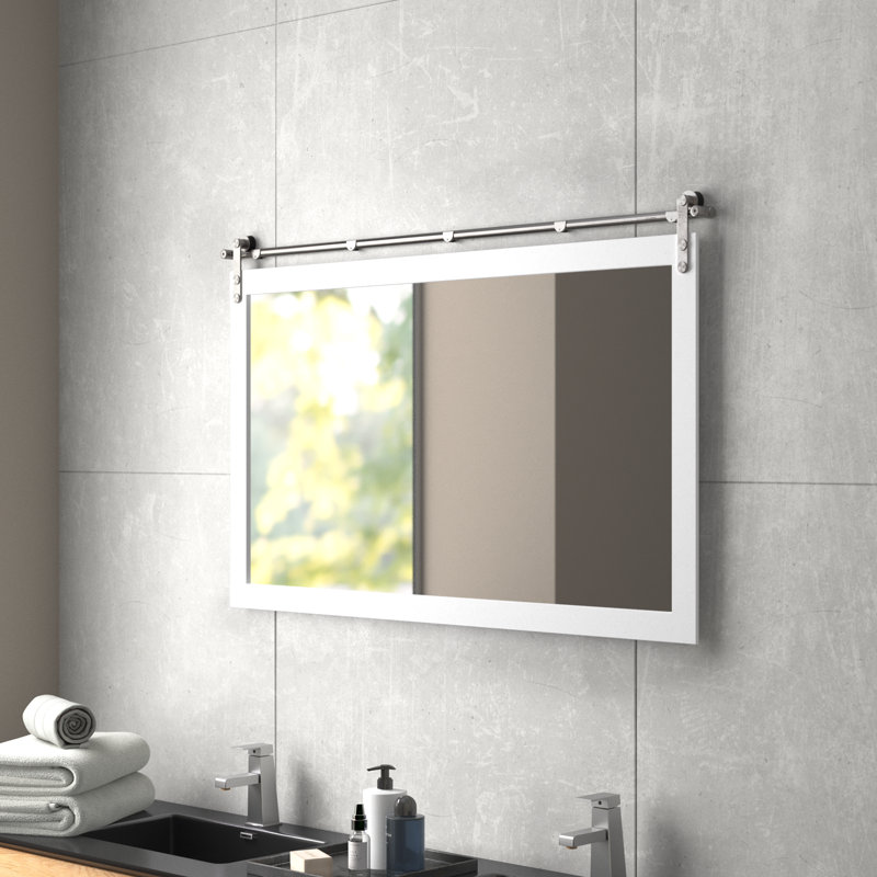 Karlyn Engineered Wood Flat Mirror, White, 30.5 x 47.5