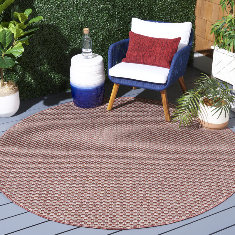 Tapis intérieur / extérieur gris Arneshia, Rond 6 pi 7 po