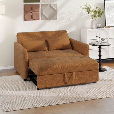 51.57" Convertible Sleeper Bed With Adjustable Oversized Armchair Design And Three USB Charging Ports, Compact Solution For Small Space
