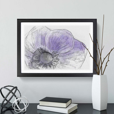 Purple Anemone Flower in Abstract - Framed Print