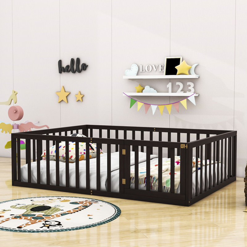 Hendrelino Wooden Daybed Frame with Guardrail, Full/Double, Walnut