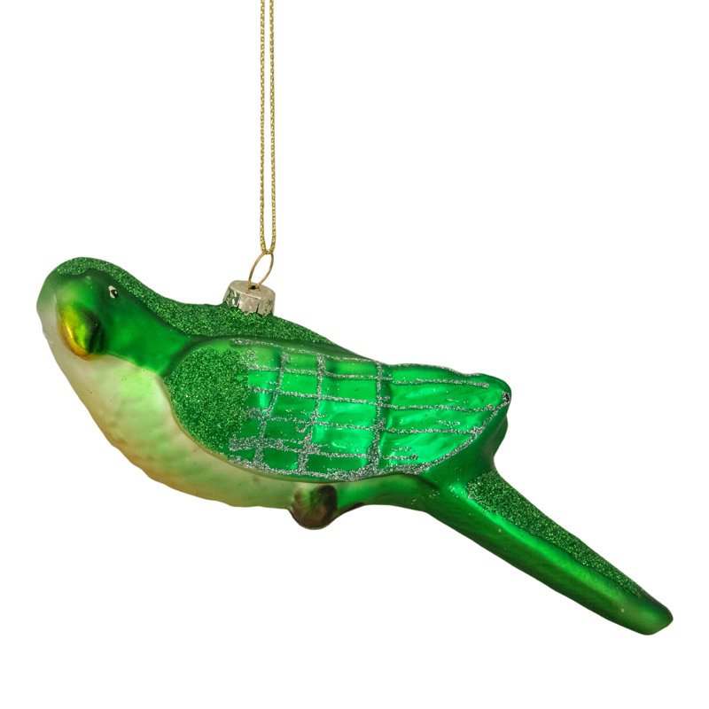Ornement de Noël en verre vert et jaune 6,5 po