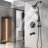Drill-Free Stainless Steel Slide Bar Combo Rain Showerhead 7-Setting Hand, Dual Shower Head Spa System With Tup Spout (Rough-In Valve Included)-114230287