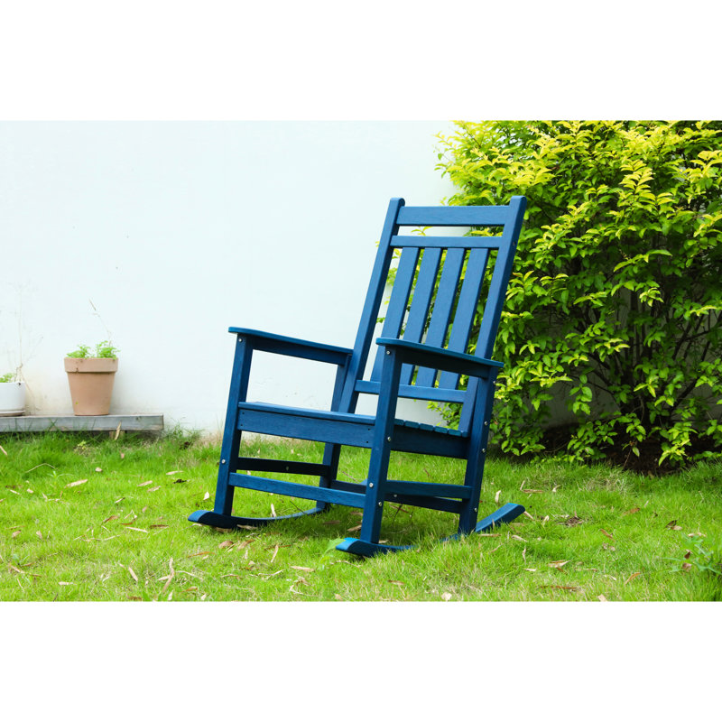 Fauteuil à bascule adulte tous temps - Bleu marine avec assise élargie et renforcée et soutien profilé supplémentaire