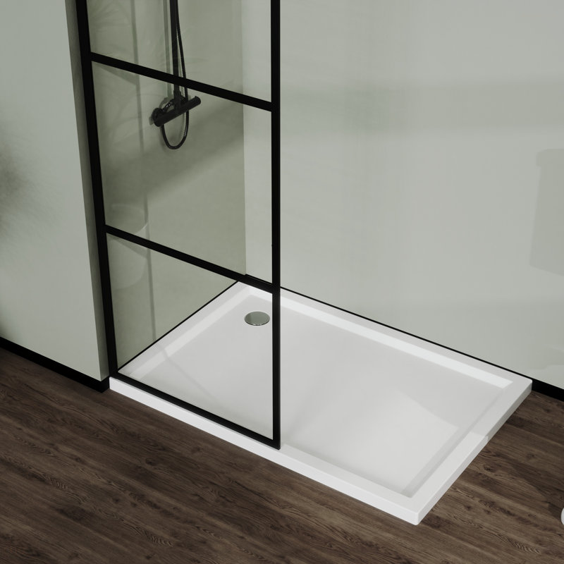 Pièce humide avec porte de douche et moustiquaire 34 po, 3 panneaux, noir