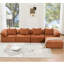 Canapé modulaire en chenille de 142 po en forme de L 142 po, orange, 5 pièces, pour canapé-lit personnalisable, revêtement en chenille, sans pieds, spacieux-190601987