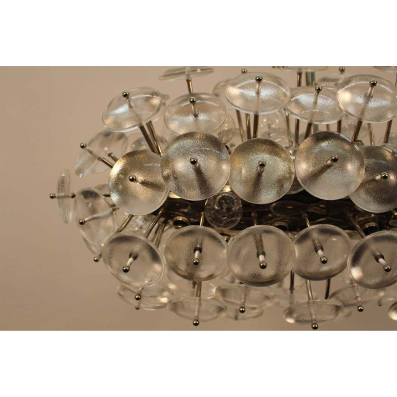 Lustre spoutnik clair, Feuille d'or, 40" Depth x 16" Width x 42" Height
