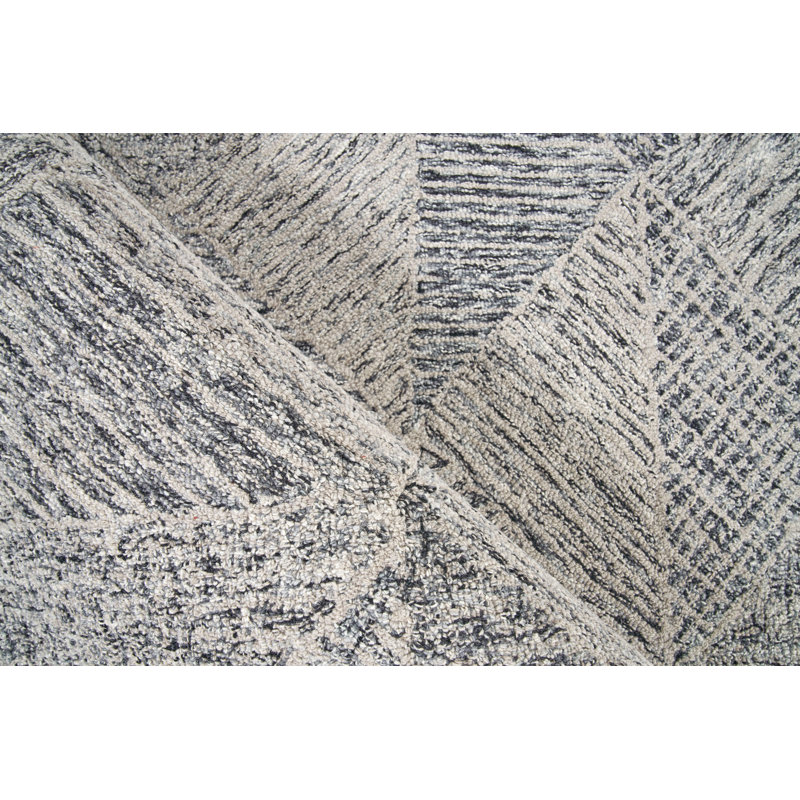 Caprice Geometric Handmade Tufted Area Rug, Rectangle 10' x 14', Gray