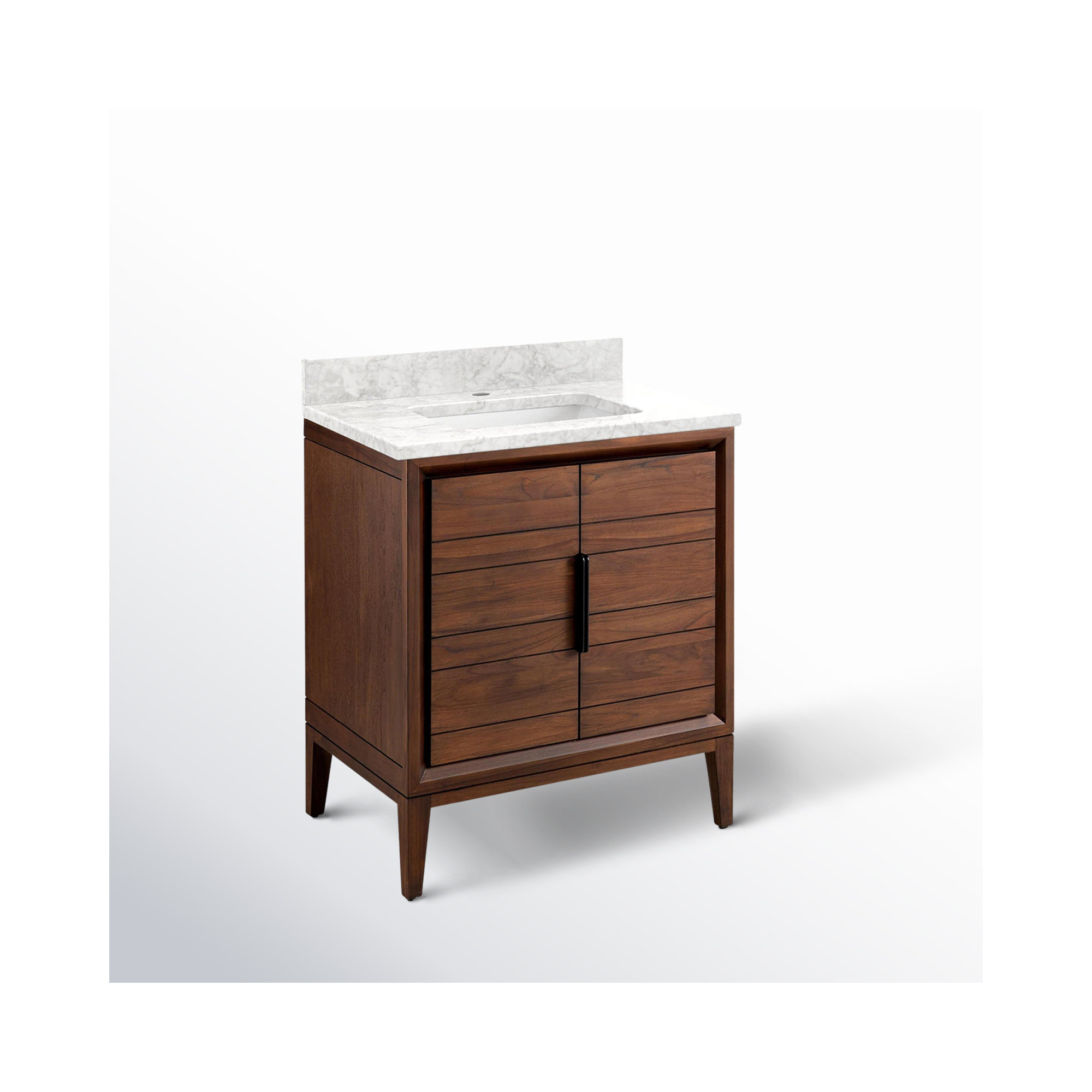 30" Aliso Single Bathroom Vanity Set with Rectangular Undermount Sink, Carrara Marble, Single-Hole Centered, Java