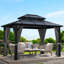 Pavillon de jardin rigide avec toit double en polycarbonate - structure en aluminium, protection contre les rayons UV et rideaux en maille pour patio, jardin, cour arrière-123259351-123259354