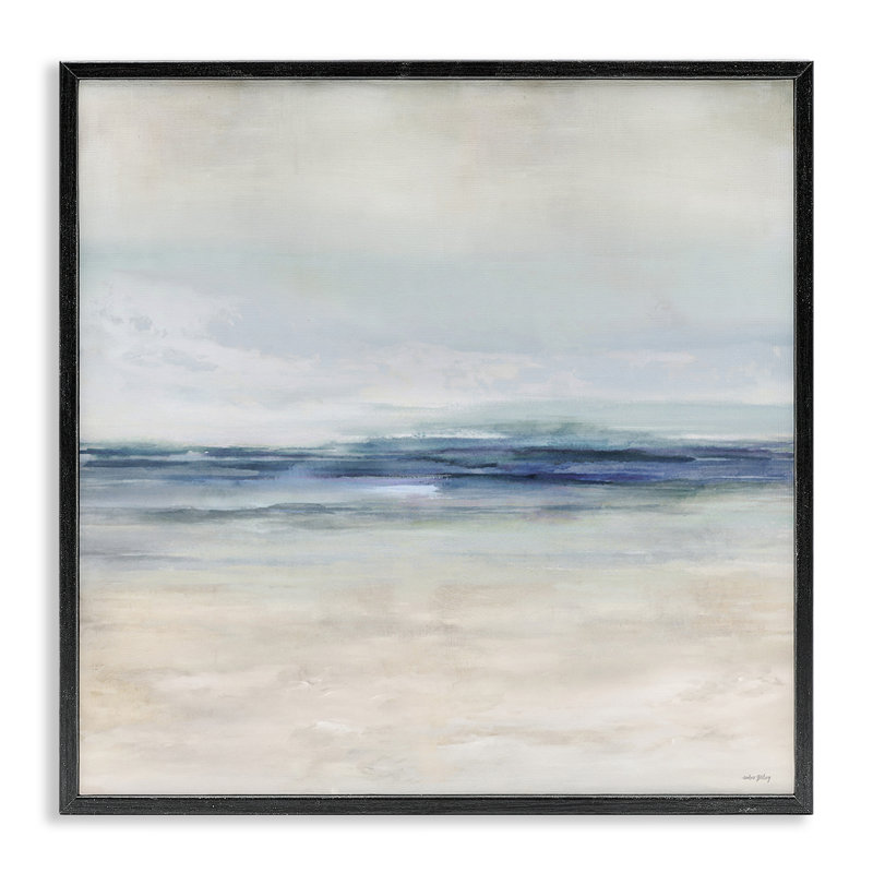 Giclée encadrée Coastal Calm Beach Horizon, design par Amber Sterling, H 12 po x l 12 po, Giclée encadrée noir minuit