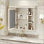 Pharmacie murale 35x28 avec 6 tablettes ouvertes et porte-serviettes - Beige crème