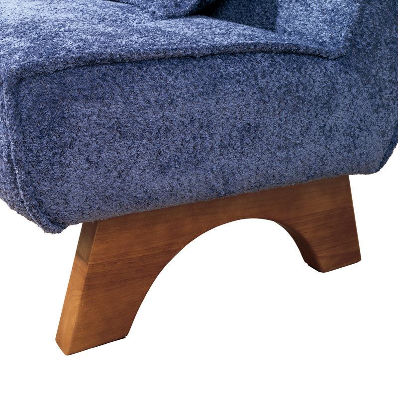 Chaise longue d'appoint rembourrée avec coussin 29,5 po Drayk, Bouclé bleu