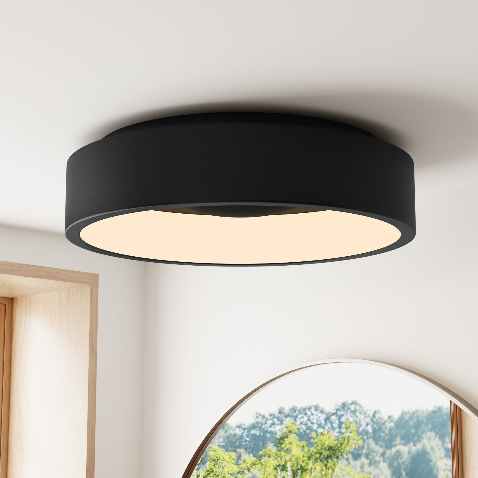 Lucien Single Light Flush Mount, Black, 6.06'' H x 17.75'' W x 17.75'' D"