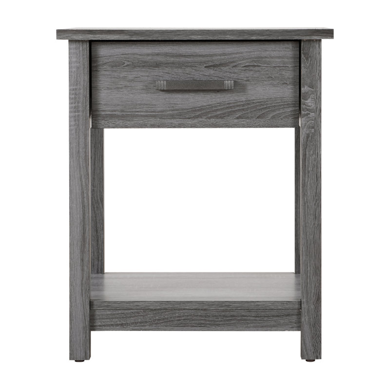 Sleek Contemporary Nightstand In Sandle Wood, Grey