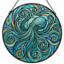 Panneau de vitrail Octopus Waves H 12 po-948246828