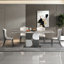 Brown Luxury Marble Rectangular Dining Table Sets