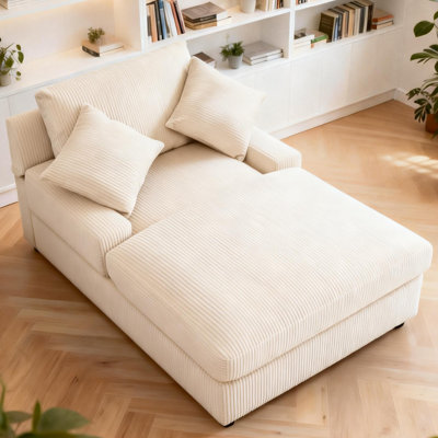 Modern Chaise Lounge Chair With Adjustable Backrest, Corduroy Indoor Leisure Sofa Recliner, Oversized Accent Chair Deep Seat Reading Armchair For Livi
