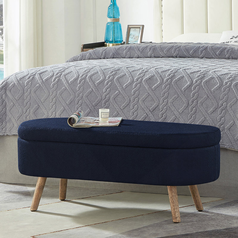 Banc de rangement avec repose-pieds ovale Luxury, Marine
