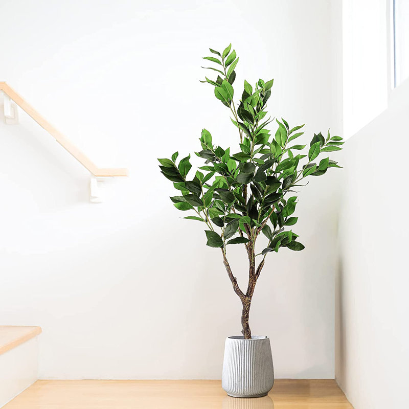 120cm Faux Laurel Tree in Cement Pot