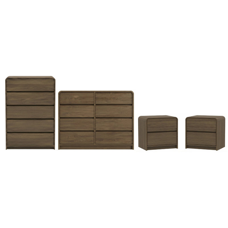 Rishel Modern Bedroom Set, 3 Pcs: Dresser 6, 2 Nightstands