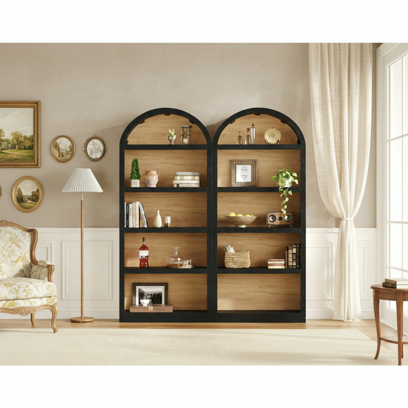2 Piece 68.8" Tall Bookcase, 5 Tier Floor Standing Bookshelves, Black
