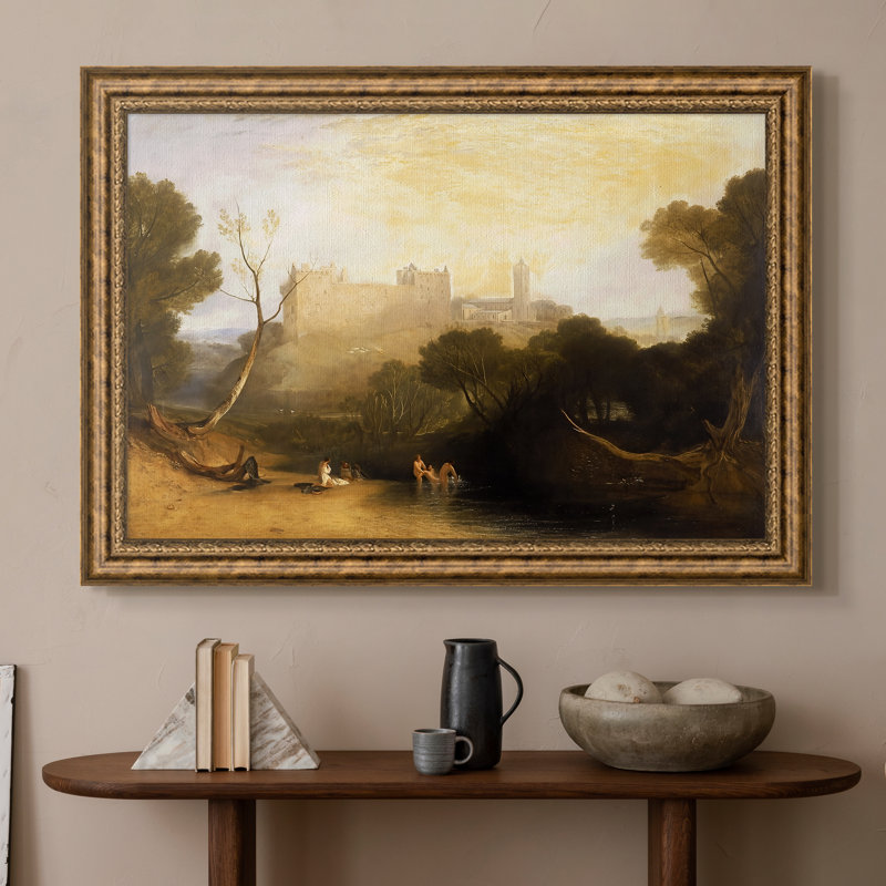 Palais de Linlith, c. 1807-J.M.W. Turner - Toile encadrée sur mesure, 16x22 INNER SIZE, Framed Canvas, Venetian Bronze Relief