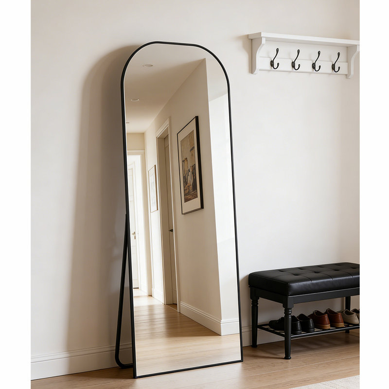 Full Length Mirror, Mirror Full Length With Stand, Floor Mirror With Aluminum Alloy Frame For Bedroom Living Room Entryway Vanity Room