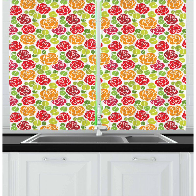 Floral Tailored Kitchen Curtain