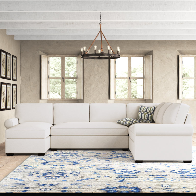 Porter Upholstered U-Shaped Sectional, Nomad Snow Crypton® Chenille, Left Hand Facing