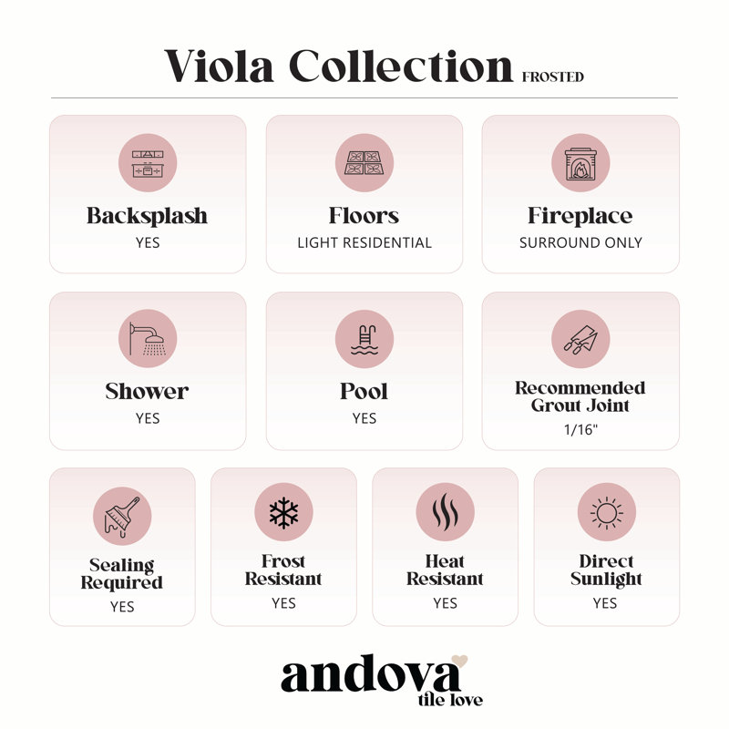 Viola 5" Arabesque Glass Wall Tile, Margio Glossy