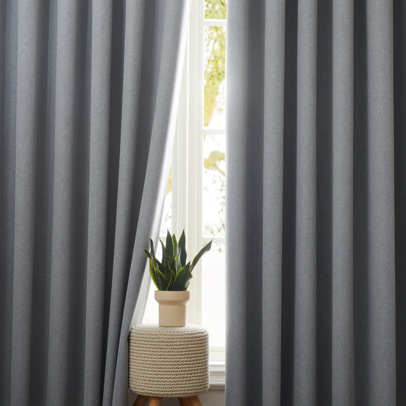 100% Linen Blackout Eyelet Ready Made Curtain, 168cm Width x 183cm Drop, Grey