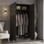 Armoire-penderie 100% bois massif à 2 portes, armoire de rangement autoportante pour chambre à coucher avec tringle et tablettes réglables-1787489207