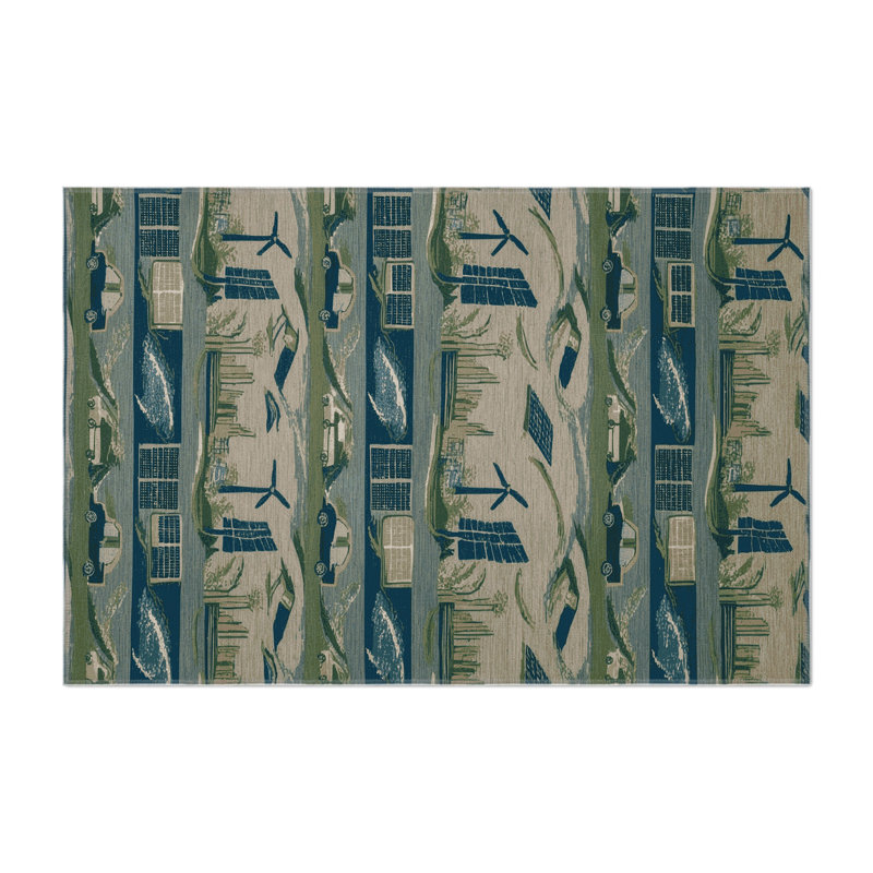 Transportation Gray Indoor and Outdoor Area Rug, Rectangle 8' x 10'