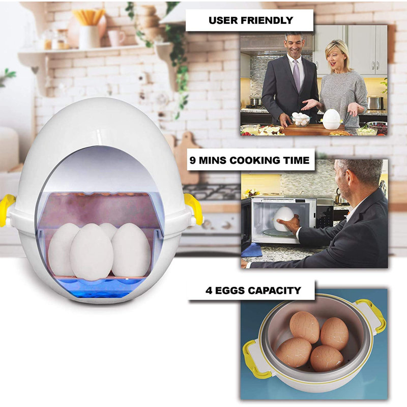 White Microwave Egg Cooker with Poaching Tray