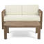 Table basse en bois et bois, siège à eau, lattes à dossier ouvert classique, brun beige et table avec coussins confortables et imperméables