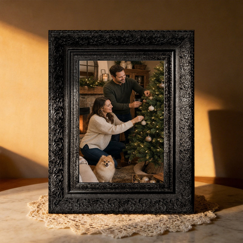 Cadre photo 3 pièces noir classique 8 po x 10 po avec support de table et crochets muraux noirs