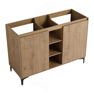 Soft Close Doors & Open Storage Rack, 48 Inch Freestanding Bathroom Vanity, Plywood (Vanity Only, Excluding Sink)