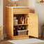 Meuble-lavabo de 20 pouces avec lavabo en céramique, ensemble de meuble-lavabo simple autoportant avec porte à fermeture douce, tablette réglable, style maison de campagne, bois naturel.