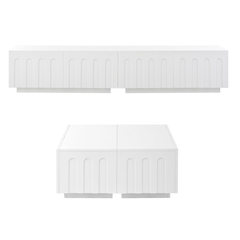 Ensemble de 2 meubles télé et table basse ON-TREND, Blanc