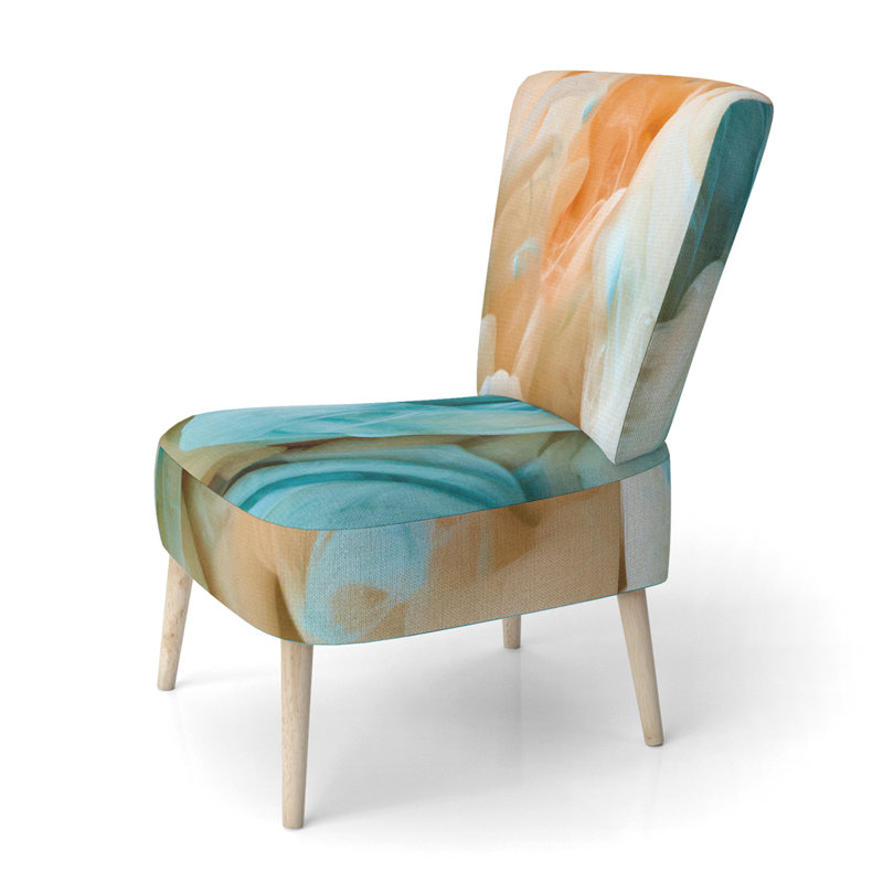 Accent Chair, Beige Floral Pattern Upholstered Decor - Beige Floral Pattern II, Blue/Green